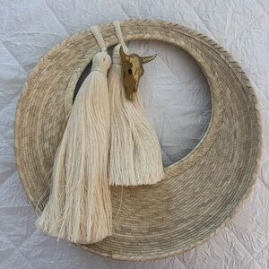 Rustic Bag with Tassels and Bull Head Accent